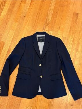 J. Crew Navy Single-Breasted Blazer with Gold Buttons